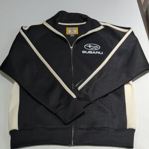 Subaru Black and Cream Zip-Up Jacket J. AMERICA BEAUTIFUL!!! QUALITY...